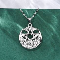Colliers avec pendentif pentagramme viking en acier inoxydable 304&nbsp;NJEW-M096-01P