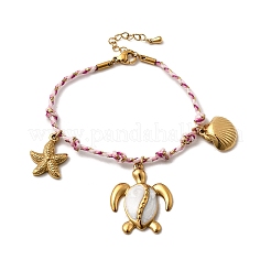 Braccialetti con ciondoli in acciaio inossidabile 304 a tema oceano per donna&nbsp;BJEW-Z142-02G