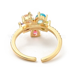 Offener Ring mit bunter Zirkonia-Blume&nbsp;KK-D080-12G