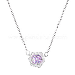 Halsketten mit Anhänger aus Messing und lila Zirkonia-Pavé&nbsp;WG96DED-01