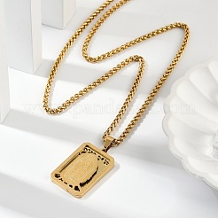 Colliers avec pendentif Vierge Marie en acier inoxydable 201 pour hommes&nbsp;NJEW-S387-09G-01