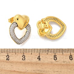 Orecchini a bottone in ottone con zirconi chiari e micro pavè&nbsp;EJEW-F359-03G-02