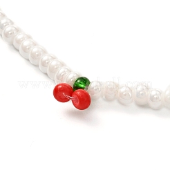 Ensembles de colliers de perles de rocaille de verre rouge et blanc&nbsp;X-NJEW-JN03719