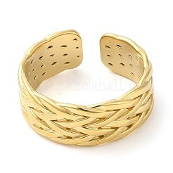 Anillo de puño abierto texturizado de acero inoxidable 304 para mujer&nbsp;RJEW-I098-34G