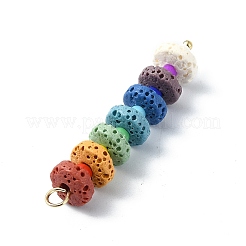 2 pezzo di chakra pendenti tinti in pietra lavica naturale&nbsp;PALLOY-JF02528-01S