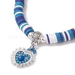 Braccialetti con ciondoli a cuore con pietre preziose naturali e perline Miyuki&nbsp;BJEW-MZ00084-01