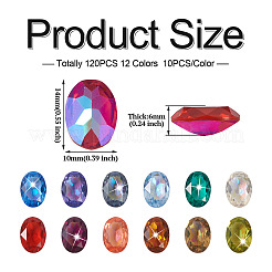 120 Stück 12 Farben transparente Strass-Cabochons mit spitzer Rückseite aus Kunstharz&nbsp;KY-CW0001-01