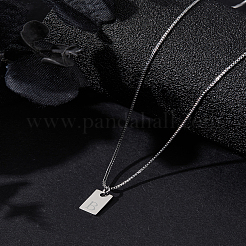 1 collane con ciondolo rettangolare a forma di lettera in acciaio inossidabile&nbsp;NJEW-LP0001-34B-P