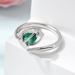 Bagues ouvertes en laiton avec micro pavé de zircones cubiques pour femmes&nbsp;RJEW-L343-01P-03