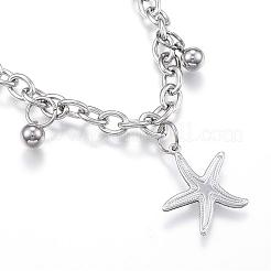 Bracciali con ciondoli in acciaio inossidabile 304 anti-ossidazione&nbsp;BJEW-G544-19P