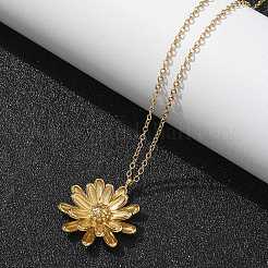 Colliers à chaîne en acier inoxydable 304 avec pendentif tournesol pour femmes&nbsp;NJEW-R011-02G