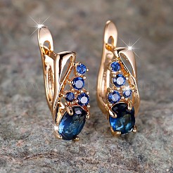 Boucles d'oreilles créoles en laiton et strass en forme de larme&nbsp;FS-WG296E0-01