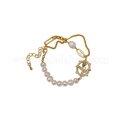 Bracelets en laiton micro pavé de zircones cubiques transparentes ovales avec maillons tulipes pour femmes&nbsp;FS-WG76AA2-02