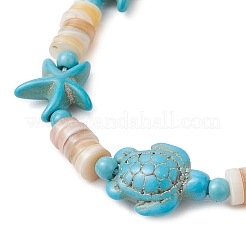 Braccialetti di perline intrecciate in turchese sintetico e conchiglie d'acqua dolce naturali per donna&nbsp;BJEW-JB12024-02