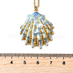 Sommerstrand 304 Edelstahl hellhimmelblau Emaille Anhänger Halsketten für Frauen&nbsp;NJEW-U043-01B-G