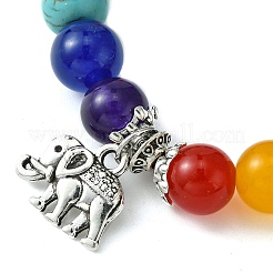 Braccialetti elasticizzati chakra con pietre miste naturali e sintetiche&nbsp;BJEW-JB09859-03