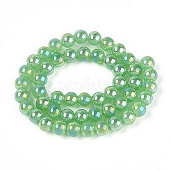 Chapelets de perles en verre d'imitation jade électrolytique&nbsp;GLAA-T032-J8mm-AB05