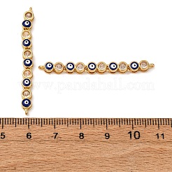 Breloques connecteurs en laiton pavé de zircone cubique transparente émaillée contre le mauvais œil&nbsp;KK-CJC0013-03G-01-RS