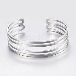 Braccialetti a fascia larga in acciaio inossidabile 304 cavo anti-appannamento&nbsp;BJEW-H565-01P