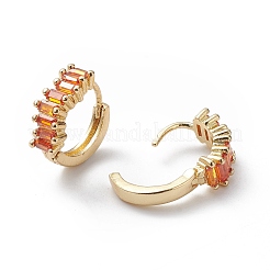 Orecchini a cerchio rettangolari con zirconi cubici arancioni&nbsp;EJEW-L261-007G