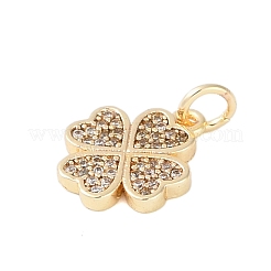 Placage de crémaillère en laiton micro pavé breloques en zircone cubique claire&nbsp;X-KK-Z060-13G