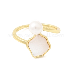 Anillos ajustables de latón con forma de concha blanca&nbsp;SH-CBA3B38-01G