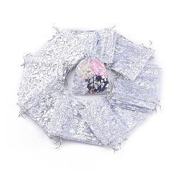 Rosa ha stampato borse organza&nbsp;X-OP-R021-10x12-03