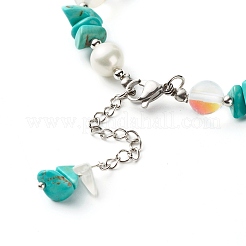 Braccialetti di perline con chip di pietre preziose miste da 4 pezzo per le donne della ragazza&nbsp;BJEW-TA00019