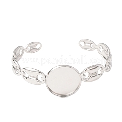 Brazaletes tipo brazalete de cadena de grano de café de acero inoxidable 304 con engaste de bisel redondo plano&nbsp;SA-CBA4160-02C-P