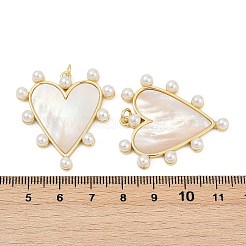 Pendentifs en coquillages d'eau douce naturels pavés de laiton&nbsp;X-KK-U058-25G-02