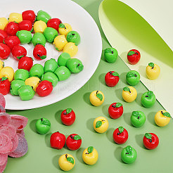 60 Stück 3 Farben Weihnachtsharz 3D Apfel Display Dekorationen&nbsp;AJEW-CA0004-14
