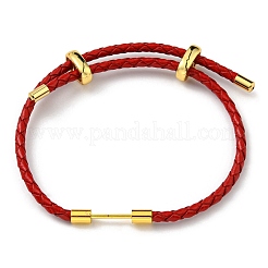 Pulsera de eslabones de barra de columna de latón con cordones de cuero&nbsp;BJEW-G675-05G