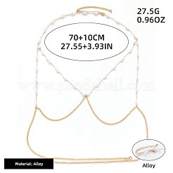 Chaînes de poitrine sexy en alliage et plastique imitation perle ronde&nbsp;FS-WGEE1AB-01