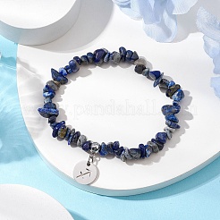 Pulseras elásticas con cuentas de lapislázuli natural&nbsp;BJEW-JB11133-11