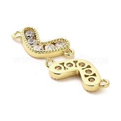 Messing Pavé klare Zirkonia Herz Verbindungsstück Charms&nbsp;KK-M324-11G