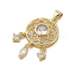 Support en filet tissé plaqué laiton avec pendentifs en zircone cubique&nbsp;KK-Z074-42G