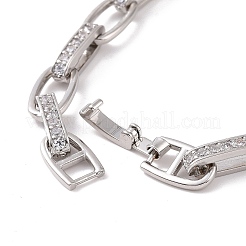 Bracelet chaîne à maillons ovales avec oxyde de zirconium transparent&nbsp;BJEW-E015-01P