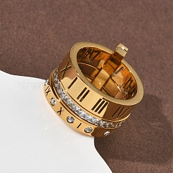 304 Edelstahl Fingerringe mit Zirkonia für Damen und Herren&nbsp;RJEW-F189-06G