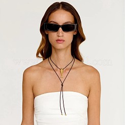 Collar largo con colgante de pez de acero inoxidable 304 con cordón de cuero para mujer.&nbsp;WG28216-01