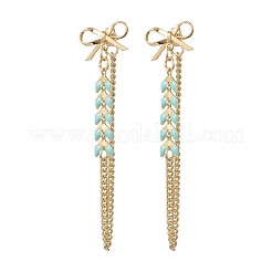 Orecchini a bottone con nappe in ottone smaltato&nbsp;EJEW-JE06891