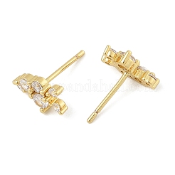 Latón micro pave aretes de circonita cúbica transparente&nbsp;EJEW-R016-26G-16