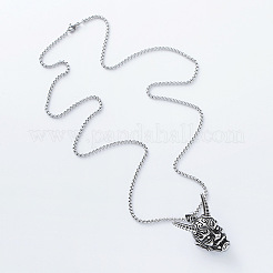 Halskette mit Anhänger in Box-Kette aus japanischer Noh-Maske im Punk-Stil aus Edelstahl 304 für Herren&nbsp;LS-MI4934