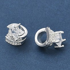 Messing Mikro ebnen Zirkonia European Beads&nbsp;CU-CBAB0CF-08S-02