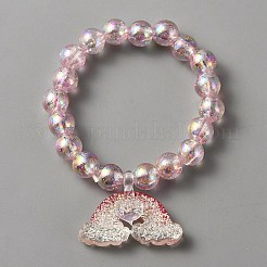 Linda pulsera elástica con abalorios de plástico con cuentas redondas para mujer&nbsp;BJEW-TAC0009-02B