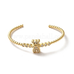 Bracelet manchette ouvert ours zircon cubique&nbsp;BJEW-M231-04G