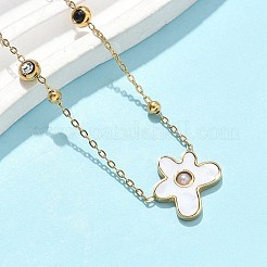 Blume 304 Edelstahl Anhänger Halsketten & Ohrstecker Sets für Frauen&nbsp;SJEW-B020-02G