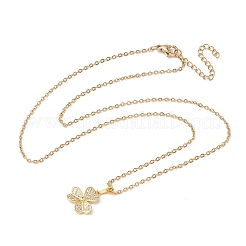 Collane con ciondolo in ottone micro pavé di zirconi cubici trasparenti&nbsp;NJEW-D341-12B-G