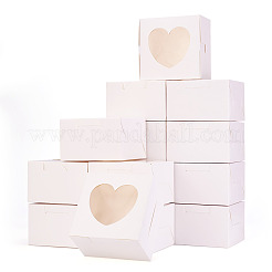 Scatole per biscotti quadrate in carta con finestra trasparente a forma di cuore&nbsp;CON-TAC0001-12C-01