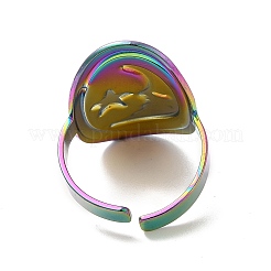 Ionenplattierung (IP) 304 Edelstahl Mond mit Stern offener Manschettenring für Frauen&nbsp;RJEW-M149-29RC