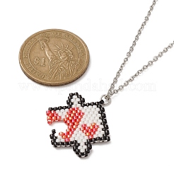 Anti-ossidazione 2 pz 2 stile miyuki perline puzzle coppia di collane abbinate set&nbsp;NJEW-MZ00023
